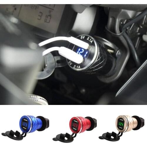 Dual USB Port 4.2A Motorcycle Charger Plug LED Display Socket Cigarettes Lighter Adapter for BMW for Ducati Charger Adapter
