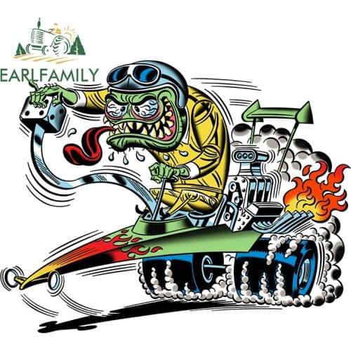 EARLFAMILY 13cm x 10cm Anime Car Stickers for Tales of the Rat Fink Character Decals Funny Pattern Car Styling Car Assessoires