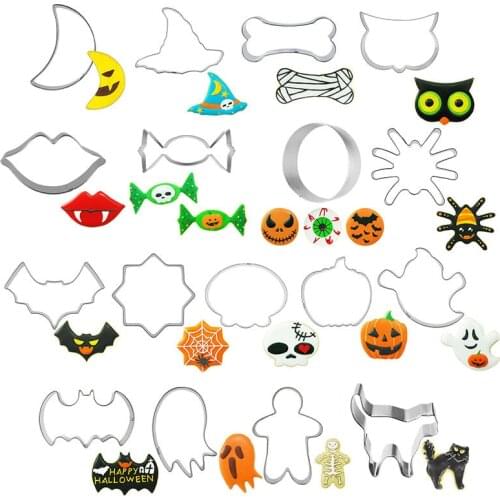 Halloween Party Supplies Witch Bat Pumpkin Cookie Cutter Set Stainless Steel Biscuits Mold Halloween Decoration Party Supplies