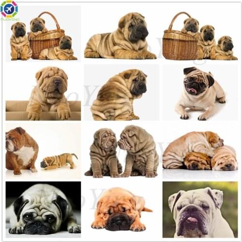 Full Square Round Diamond Painting Shar Pei Dog Diamond Embroidery Animal Cross Stitch Kit Diamond Mosaic Handmade Painting