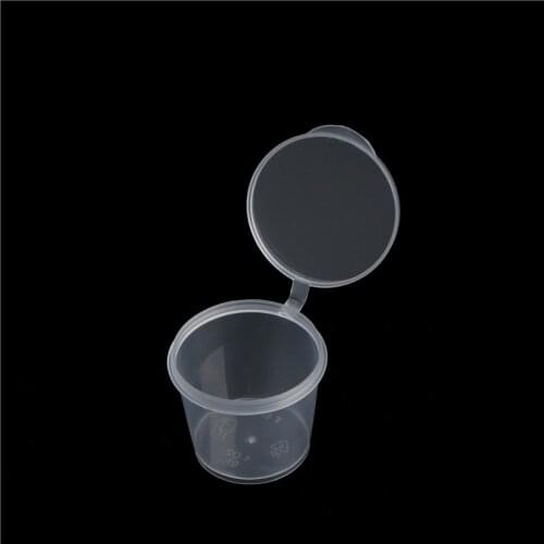 100Pcs Wholesale Clear Food Small Sauce Containers Package Box&Lid Portable Disposable Portable Plastic Cups Transparent