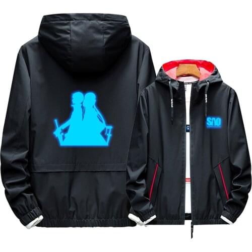 Costume SAO Sword Art Online Role Yuuki Asuna Cosplay Hoodie Luminous Print Zipper Fashion Popular Sport Casual Coat Thin Jacket