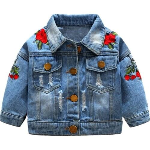 Kids Jackets for Girls Children Spring Girls Jeans Denim Embroidery Infant Coats Jackets Baby Girls Coat Kids Clothes