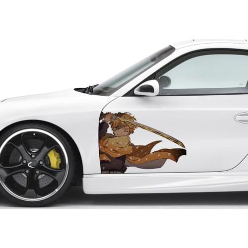 Hot 43cm X 30.1cm for Demon Slayer Car Stickers Car Door Protector Decal Motorcycle Personality Creative Decoration Apply To Car