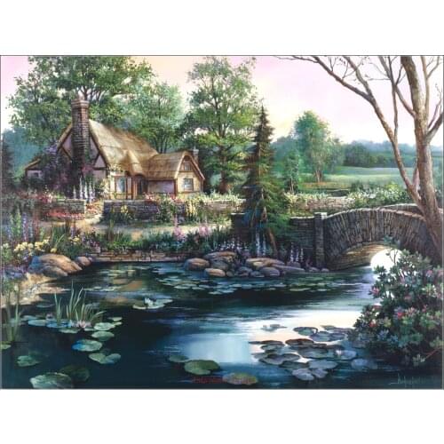 Counted Cross Stitch Kits Needlework Embrodery - Crafts 14 ct Aida Color DIY Arts Handmade Home Decor - Cottage Glen