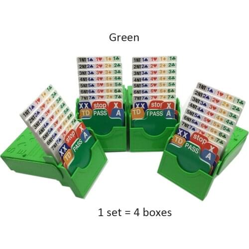 Set of 4 Different Color Choice Bridge Playing Cards with Bridge Bidding Box and Bridge Playing Cards Together Play In Tournment