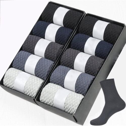 10 Pairs/Lot High Quality Anti-Bacterial Breatheable Bamboo Fiber Breathable Compression Long Business Sock for Size39-44