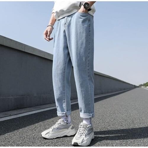 2021 New Loose Men Jeans Male Trousers Simple Design High Quality Cozy All-match Students Daily Casual Straight Denim Pants