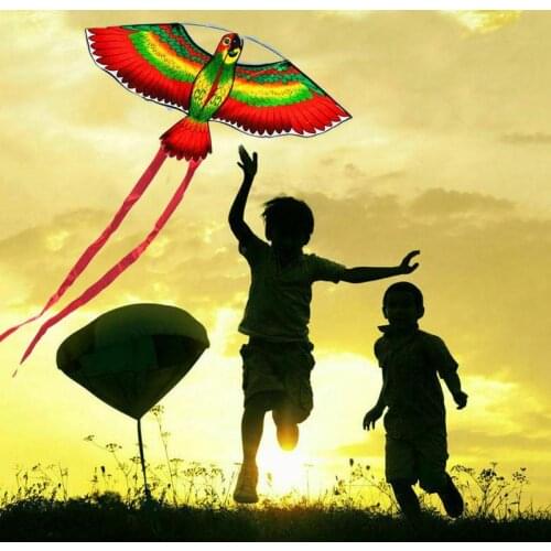 New Red Parrots Kite With Single Line Breeze Kite Flying Outdoor Good Quality Flying Fun Sports For Kids Children 110*55cm