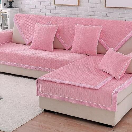 Solid Color Soft Thicken Flannel Quilted Sofa Towel Warm Plush Sofa Cover Anti-slip Couch Covers for Sofa Floor Mat