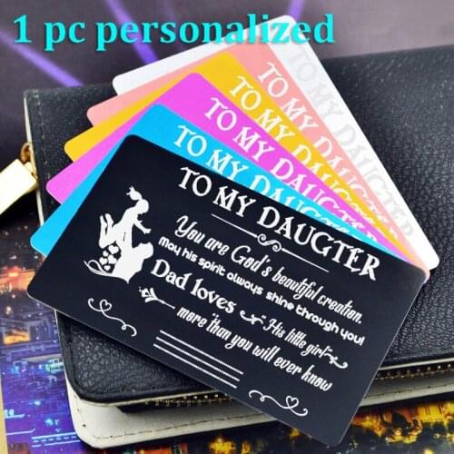 Personalized Metal Wallet Card Insert Custom Laser Engraved Message Card Romantic Gift Family Love Greeting Card KP050