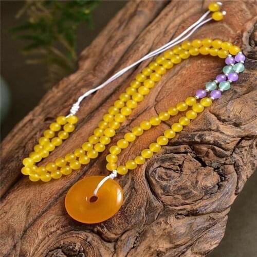 Natural Chalcedony Pendant Jewelry Lucky healing stones Amulet Necklace Pendant Sweater chain