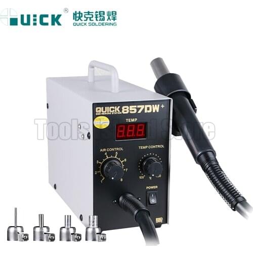QUICK 857DW+Adjustable Hot Air Gun Station Helical Wind 580W SMD Rework Station with Heater Hot Air Gun soldering Rework Station