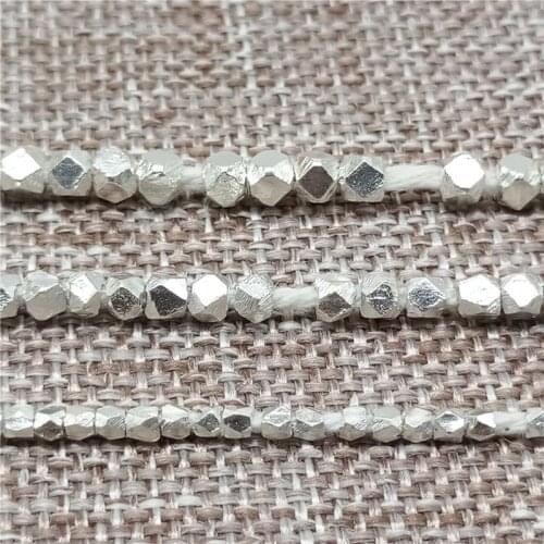 Karen Hill Tribe Silver Faceted Hexagon Beads 1.5mm 2.5mm 3mm 4mm 6mm for Bracelet Necklace
