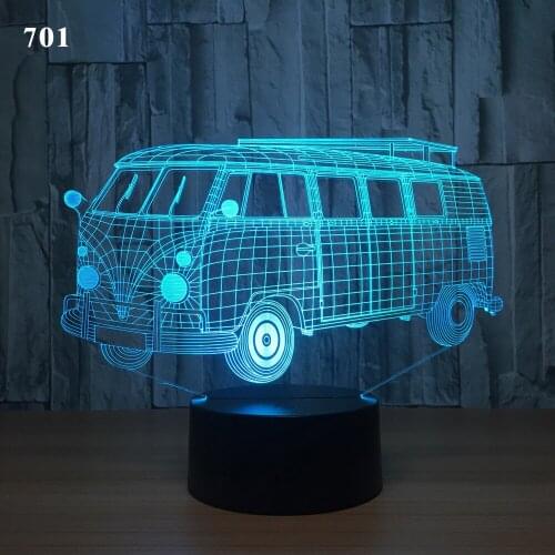 School Bus Crane Truck Fire Car Design Acrylic Cars 7/16 Colors Change 3D Illusion Boys Kids Gifts Drop Shipping Decor Gift