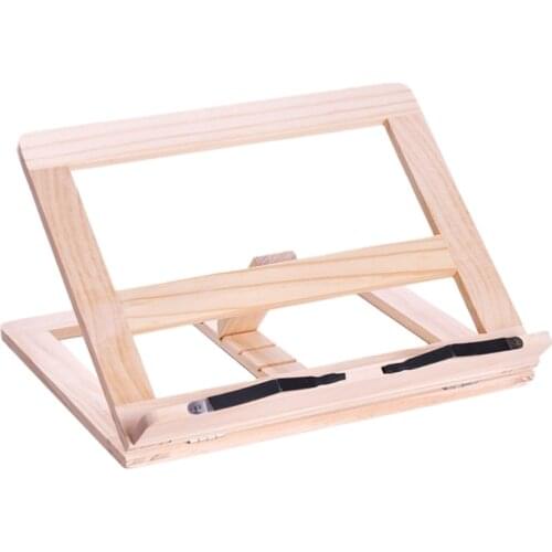Foldable Wooden Book Stand Reading Rest Frame Cook Book Recipe Document Stand Holder with Metal Page Paper Clips
