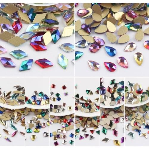 All Mixed Color 30pcs Nail Art Rhinestones DIY Non Hotfix Flatback Glass Nail Stones Gems For 3D Nails Art Decorations