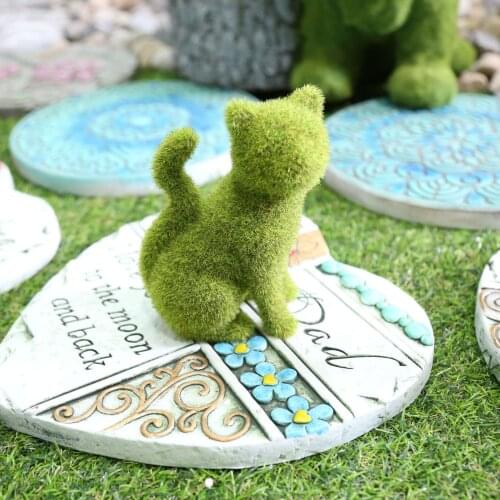 Outdoor Courtyard Cute Dog Statues Grass Green Simulation Flocking Puppy Ornaments Moss Grass Puppy Figurines Garden Decor