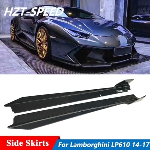V Style Carbon Fiber Material Trim Side Skirts Extensions Lip For Lamborghini Huracan LP580 LP610 Car Body Kit 2014-2017
