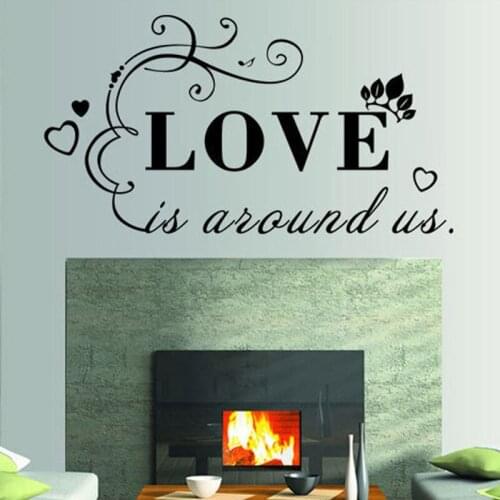 Love is Around Us Lettering Pattern Vinyl Removable Wall Stickers for Sweet Living Room Decals Waterproof Art Murals YY64