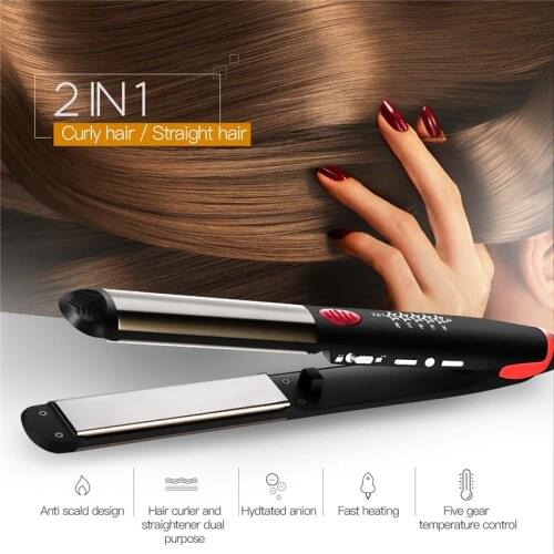 Titanium Ceramic Ionic Flat Iron Hair Straightener Straightens & Curls LED Display Hair Straightening Curling Styling Tools 4546