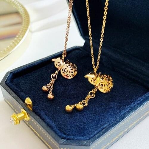 YUN RUO Fortunate Gourd Tassel Pendant Necklace Rose Gold Color 316L Titanium Steel Woman Jewelry Gift Never Fade Drop Shipping