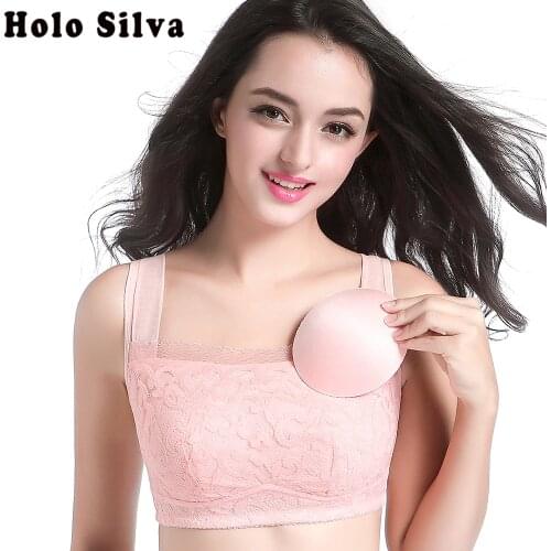 Women Sexy Lace Bra Wirefree Padded Push Up Bra Lace Sexy Lingerie Solid Women Crop Top Padded Casual Lace Vest Sleep Bra M-XXXL