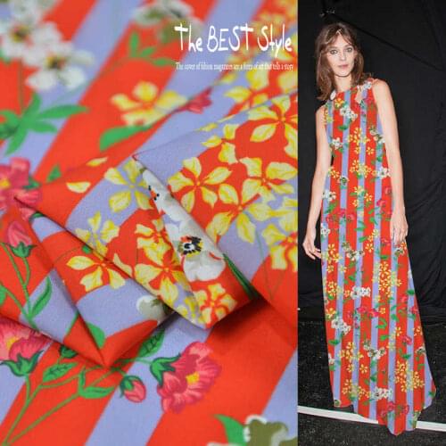 1 Meter Spring Stripe Printing Dyeing Silk Fabric Wide Spins