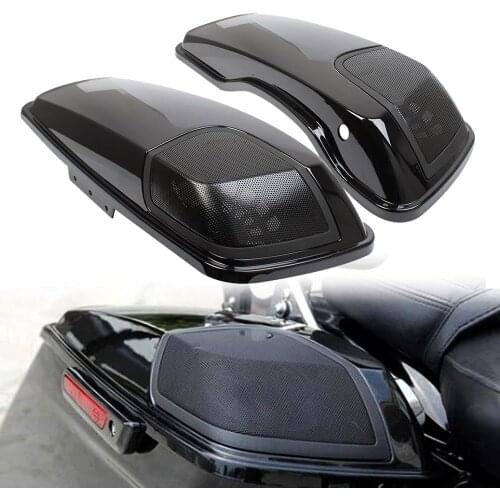 1 Pair Motorcycle Light Black Saddlebags Speaker Lids For Harley Touring Road King Electra Street Glide CVO FLHXSE 2014-2019