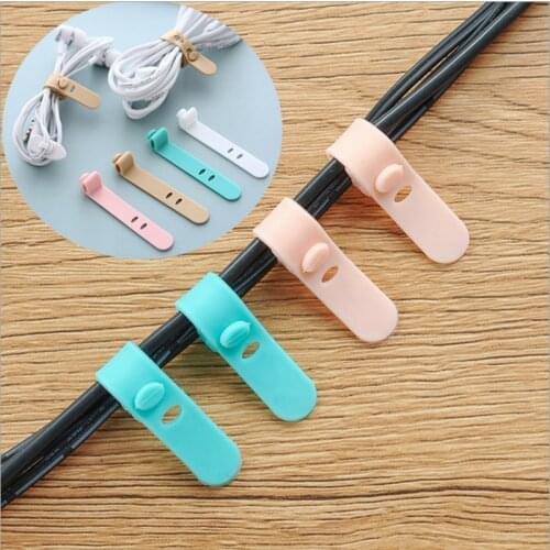 10Pcs Mini Silicone Cable Ties Reusable Fastening Cable Strap Holder Wire Organizer Cord Management for Earphone Charger Cable