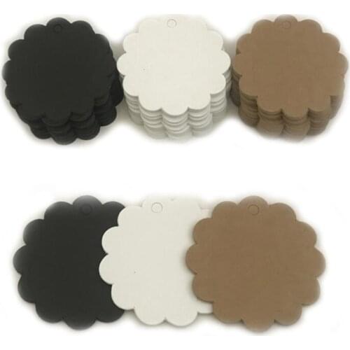 100PCS 6CM Round Scalloped Kraft Paper Card Gift Tag Circle Disc Tags Decor Gift Tags Laser Cut Craft Paper Card Blank La