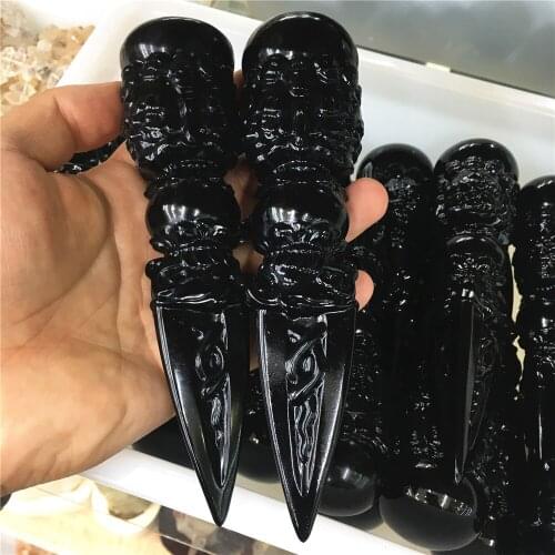 16-18cm Top Quality Chakra Obsidian Natural Crystal Repel Evil Spirits Pestle Decoration Reiki Gifts Drop Shipping 1pcs