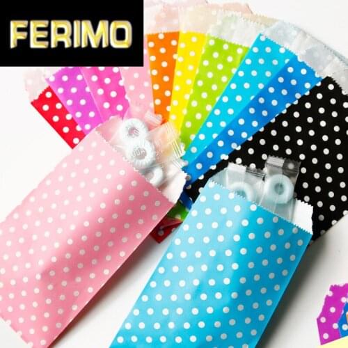 25pcs Colorful Polka Dots Paper Bags For Gifts Party Treat Bag Paper Gift Bag Candy Bag Wedding Gifts Kids Birthday Supplies