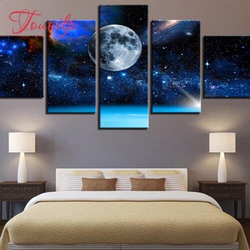 5 Pieces Moon Earth Universe Starry Sky diamond embroidery sale full diamond painting cross stitch kit diamond Mosaic home decor
