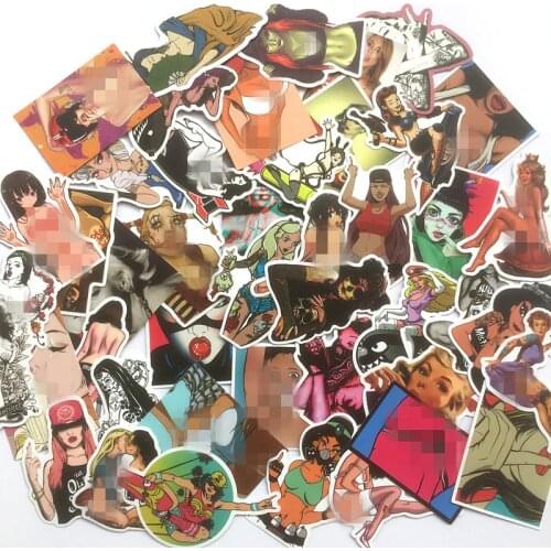 50 Pcs Funny Pvc Waterproof fashionable Styling Sexy beauty Girl Stickers For Laptop Motorcycle Luggage Guitar Decal Toy Sticker
