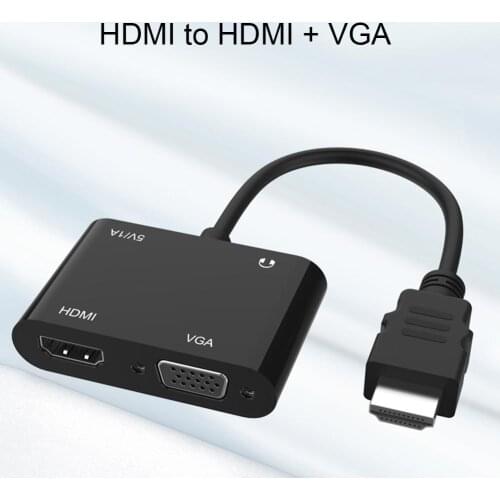 HDMI to HDMI VGA Female Double Screen Display Converter Adapter for TV Projector Laptop HDMI Interface Double Screen Display