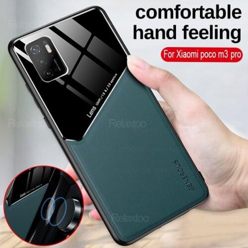 Car Magnetic Holder Leather Texure Pixleglass Phone Case For xiaomi Poco m3 pro x3 m 3 f3 Soft Silicone Bumper Shockproof Coque