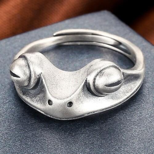 Bohemian Vintage Frog Ring for Women Man Artistic Design Retro Opening Resizable Unisex Female Statement Rings Jewelry Gift