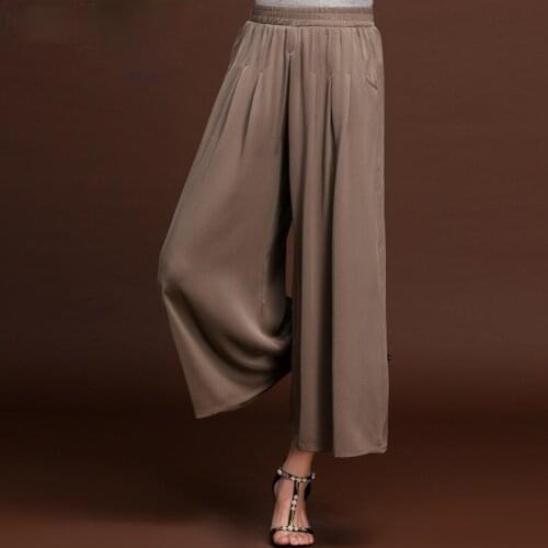 High Quality Silk Trousers for Women Wide Leg Pants Female Oversized Pants Korean Fashion Plus Size 4xl Ropa Mujer Pph4188