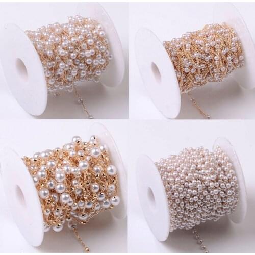 1Meter Imitation Pearl Chain Copper Necklace Chain Bulk for DIY Bracelet Earrings Jewelry Making Materials Accessories Wholesale