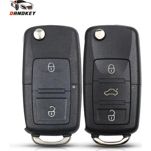 Dandkey For VW Polo passat b5 B6 Tiguan Golf 4 5 Seat Skoda Flip Remote Car Key Shell Blank Case 2/3 Buttons Fob HU66 Blade
