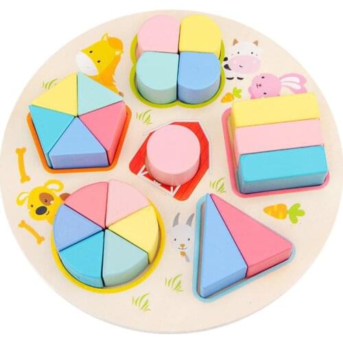 Montessori Wooden Fraction Puzzle Board Educational Toy Shape Sorter Toddler Toys Kindergarten Gift