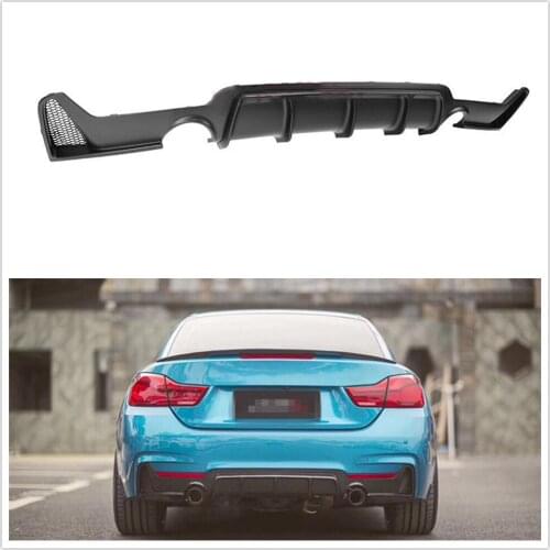 Rear Bumper Diffuser Lip For BMW F32 F33 435i M 4 Series Matte Black Double Exhaust Single Out Lower Back Muffler Splitter Kit