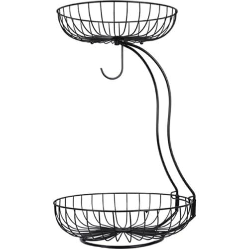 Creative Iron Fruit Basket Kitchen Storage Portable Fruits Metal Double Layers Multifunctional Basket Holder