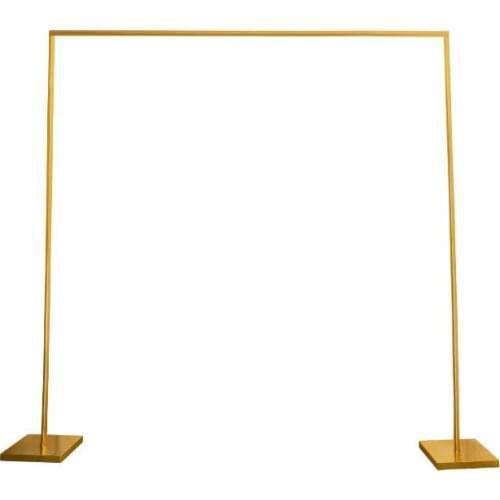 Square Metal Wedding Arch Shiny Gold Plated Arch Backdrop Stand Stage Rectangular Flower Arch Decoration