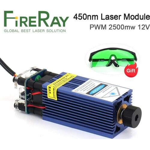 PWM 2500mw 12V Laser Adjustable Focus 450nm Blue Laser Module Laser Head for DIY Laser Engraving and Wood Cutting Machine