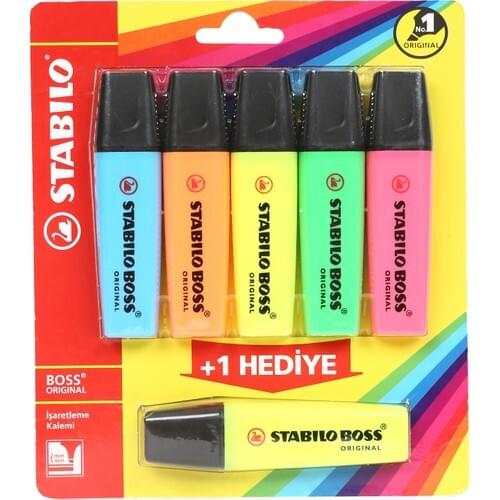 Stabilo Boss Original 5 + 1 PCs Highlighter Marking Pen art marker, stationery, school, office, painting