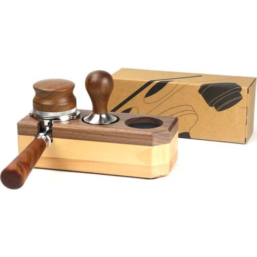 58mm Beech Press Powder Base Italian Coffee Brewing Hammer Pad Solid Wood Anti-skid Filling Powder Holder Barista Espresso Maker