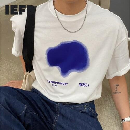 IEFB Mens Summer Letter Print Short Sleeve T-shirt Niche Design Round Collar Causal Loose Tee Tops 2021 New Korean Tide 9Y8018