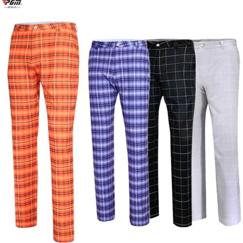Men Plaid Full Long Pant Ultra-thin Slim Sportswear Trousers Straight Breathable Clothes Pantalon De Golf Run Tennis Leisure